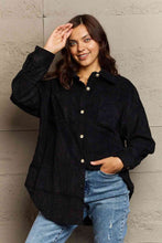 Load image into Gallery viewer, Ninexis Collared Neck Dropped Shoulder Button-Down Jacket
