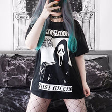 Load image into Gallery viewer, Gothic Dark Punk Loose Black T-shirts Women
