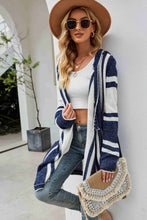 Load image into Gallery viewer, Woven Right Striped Open Front Hooded Cardigan
