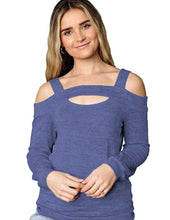 Load image into Gallery viewer, Hollow Square Neck Off Shoulder Long Sleeve Sweater T-Shirt
