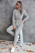Load image into Gallery viewer, New solid color casual pleated hooded long-sleeved suit
