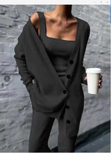 Load image into Gallery viewer, Women&#39;s solid color casual knitted three-piece suit
