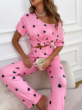 Load image into Gallery viewer, Women&#39;s heart print short-sleeved casual pajama sets

