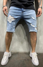 Load image into Gallery viewer, Men&#39;s Fashion Mid Waist Ripped Slim Short Jeans
