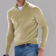 Load image into Gallery viewer, Long Sleeve V Neck Wool Fleece Zipper Men&#39;s Casual Top Polo Shirt
