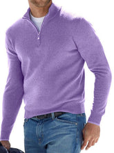 Load image into Gallery viewer, Long Sleeve V Neck Wool Fleece Zipper Men&#39;s Casual Top Polo Shirt
