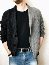 Load image into Gallery viewer, Men&#39;s Color Block Single Breasted Casual Knit Cardigan
