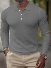 Load image into Gallery viewer, Men&#39;s solid-color button-down long-sleeve polo shirt
