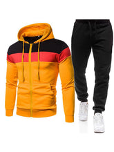 Load image into Gallery viewer, Men&#39;s color block long sleeve hooded sweatshirt sets
