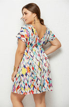 Load image into Gallery viewer, Women&#39;s Plus Size Deep V Print Dress

