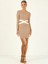Load image into Gallery viewer, Women’s Ribbed Long Sleeve Cutouts Mini Dress
