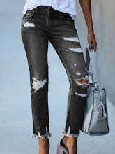 Load image into Gallery viewer, Women’s Rip Vibes Distressed Straight Leg Denim Jeans
