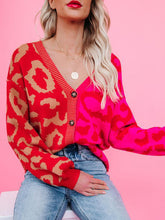 Load image into Gallery viewer, Single Breasted Street Panel Leopard Print Oversized Knit Cardigan Sweater
