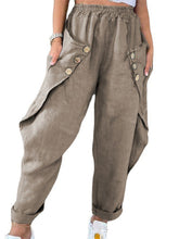 Load image into Gallery viewer, Women’s Solid Color Soft Blend Bat Buttons Packet Cargo Pants
