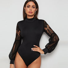 Load image into Gallery viewer, Women&#39;s Solid Color Lace Sleeve Long Sleeve Bodysuit
