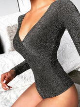 Load image into Gallery viewer, Women&#39;s Faux Wrap Shimming Loving This Feeling Bodysuit
