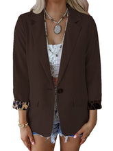 Load image into Gallery viewer, Women&#39;s woven stitching leopard print long-sleeved casual suit
