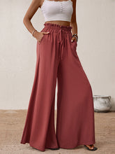 Load image into Gallery viewer, New fashion big horn solid color wide-leg pants
