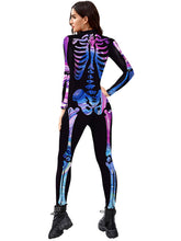 Load image into Gallery viewer, Halloween New Product Colorful Human Skeleton Print Carnival Cosplay One Piece
