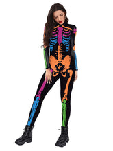 Load image into Gallery viewer, Halloween New Product Colorful Human Skeleton Print Carnival Cosplay One Piece

