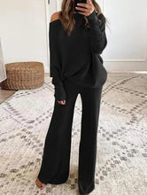Load image into Gallery viewer, Women&#39;s Solid Color Casual Solid Color Off Shoulder Knit Suit
