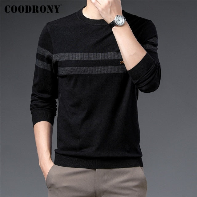 Striped O-Neck Pull Winter Knitwear Shirt Jersey C1389