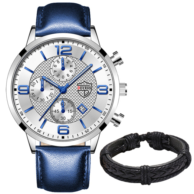 Leather Bracelet Watch Sports Casual Male Luminous Clock