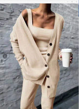 Load image into Gallery viewer, Women&#39;s solid color casual knitted three-piece suit

