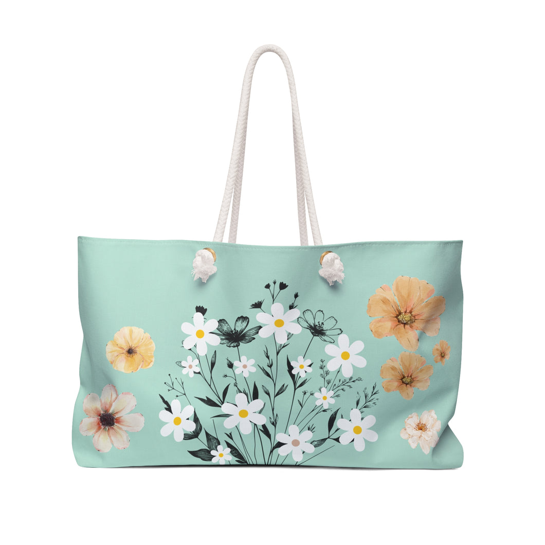 Greeny Floral Fantasy Weekender Tote