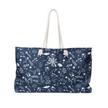 Load image into Gallery viewer, Navy Botanical Brushstrokes Tote Bag
