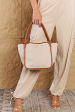 Load image into Gallery viewer, Fame Beach Chic Faux Leather Trim Tote Bag in Ochre
