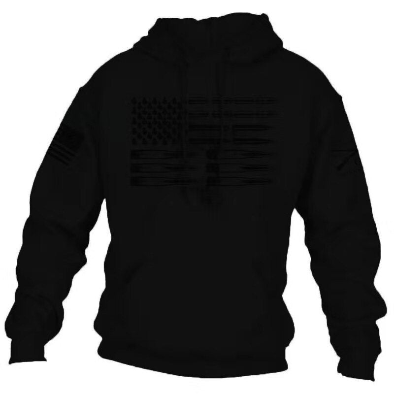 Winter Sweatshirt American Flag Casual Pullover Hoodie