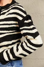 Load image into Gallery viewer, Woven Right Striped Button-Down Round Neck Drop Shoulder Cardigan
