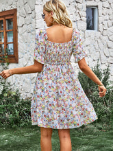 Load image into Gallery viewer, Women&#39;s French square collar skirt short sleeve Floral Dress
