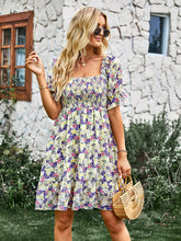 Load image into Gallery viewer, Women&#39;s French square collar skirt short sleeve Floral Dress
