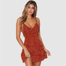 Load image into Gallery viewer, Sexy Spaghetti Strap Dot Backless Dress
