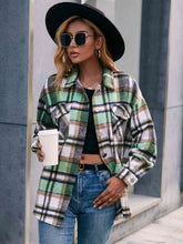 Load image into Gallery viewer, Meet You Outside Plaid Button Down Curved Hem Shacket

