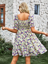 Load image into Gallery viewer, Women&#39;s French square collar skirt short sleeve Floral Dress
