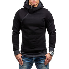 Load image into Gallery viewer, Men&#39;s diagonal zipper solid color long-sleeved hoodie
