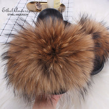 Load image into Gallery viewer, Real Fox Raccoon Fur  Fluff Slippers
