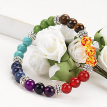 Load image into Gallery viewer, Beaded Rainbow Colors Stretch Bracelet in 18K White Gold Plated
