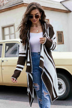 Load image into Gallery viewer, Woven Right Striped Open Front Hooded Cardigan
