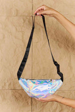 Load image into Gallery viewer, Fame Good Vibrations Holographic Double Zipper Fanny Pack in Silver
