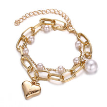 Load image into Gallery viewer,  Heart Pearl Bracelet Set | Pearl Bracelet Set | LHORAE Lifestyle
