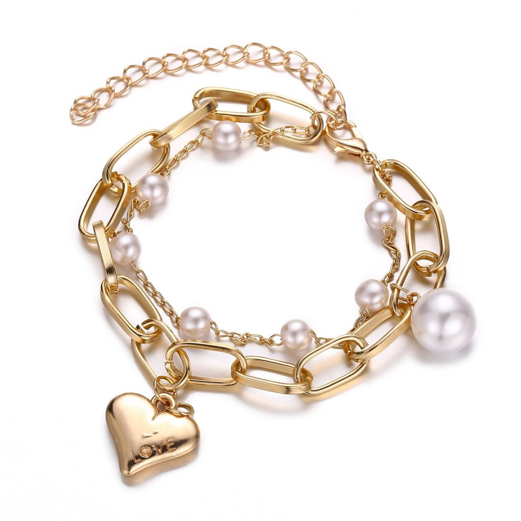  Heart Pearl Bracelet Set | Pearl Bracelet Set | LHORAE Lifestyle