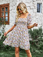 Load image into Gallery viewer, Women&#39;s French square collar skirt short sleeve Floral Dress
