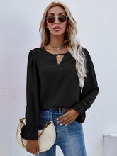 Load image into Gallery viewer, Women&#39;s Solid color round neck long sleeve jacquard polka dot shirt
