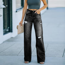Load image into Gallery viewer, Ripped Wide Leg Pants Denim Trousers
