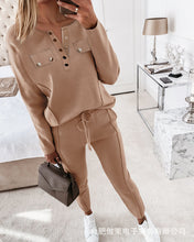 Load image into Gallery viewer, New Ladies Round Neck Button Decoration Casual Suit
