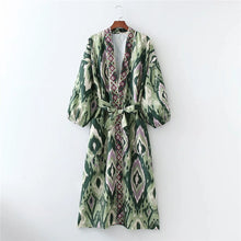 Load image into Gallery viewer, Mint Green Long Midi Kimono Wrap Dress
